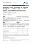 Research paper thumbnail of Response to HAART according to sex and origin (immigrant vs autochthonous) in a cohort of patients who initiate antiretroviral treatment