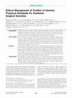 Research paper thumbnail of Ethical Management of Conflict of Interest: Proposed Standards for Academic Surgical Societies