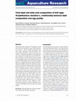 Research paper thumbnail of Total lipid and fatty acid composition of brill eggs Scophthalmus rhombus L. relationship between lipid composition and egg quality