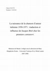 Research paper thumbnail of La naissance de la chanson d’auteur italienne 1958-1971 : traduction et influence de Jacques Brel chez les premiers cantautori.