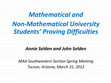 Research paper thumbnail of PowerPoint: Mathematical and Non-Mathematical University Students' Proving Difficulties