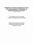 Research paper thumbnail of PowerPoint: Validations of Proofs Considered as Texts: Can Undergraduates Tell Whether an Argument Proves a Theorem?