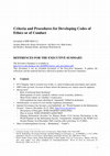 Research paper thumbnail of Criteria and Procedures for Developing Codes of Ethics or of Conduct: To Promote Discussion Inside the IFIP National Societies