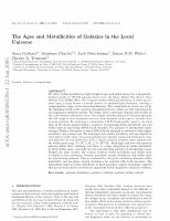 Research paper thumbnail of The ages and metallicities of galaxies in the local universe