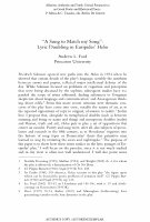 Research paper thumbnail of “’A Song to Match my Song’: Lyric Doubling in Euripides’ Helen.”