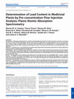 Research paper thumbnail of Determination of Lead Content in Medicinal Plants by Pre-concentration Flow Injection Analysis-Flame Atomic Absorption Spectrometry