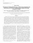 Research paper thumbnail of Prevalence of Salmonella serovars, Listeria monocytogenes, and Escherichia coli O157:H7 in Mediterranean ready-to-eat meat products in Jordan