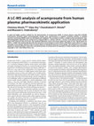 Research paper thumbnail of A LC-MS analysis of acamprosate from human plasma: pharmacokinetic application