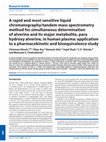 Research paper thumbnail of A rapid and most sensitive liquid chromatography/tandem mass spectrometry method for simultaneous determination of alverine and its major metabolite, para hydroxy alverine, in human plasma: application to a pharmacokinetic and bioequivalence study