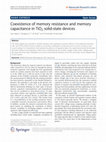 Research paper thumbnail of Coexistence of memory resistance and memory capacitance in TiO2 solid-state devices