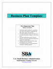 Research paper thumbnail of Business Plan Template U.S. Small Business Administration Small Business Training Network