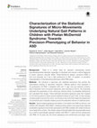 Research paper thumbnail of Characterization of the Statistical Signatures of Micro-Movements Underlying Natural Gait Patterns in Children with Phelan McDermid Syndrome: Towards Precision-Phenotyping of Behavior in ASD