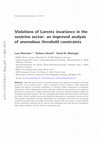 Research paper thumbnail of Violations of Lorentz invariance in the neutrino sector: an improved analysis of anomalous threshold constraints