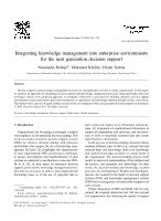 Research paper thumbnail of Integrating knowledge management into enterprise environments for the next generation decision support