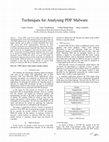 Research paper thumbnail of Techniques for Analysing PDF Malware