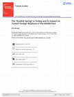 Research paper thumbnail of The " Kurdish Spring " in Turkey and its Impact on Turkish Foreign Relations in the Middle East