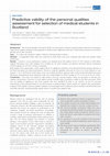 Research paper thumbnail of Predictive validity of the personal qualities assessment for selection of medical students in Scotland