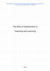 Research paper thumbnail of (2016) The Role of Assessment in Teaching and Learning