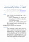 Research paper thumbnail of Applied Pattern for Strategy Management of Technology Entrepreneurship and Innovation MSc Program