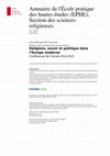 Research paper thumbnail of Religions, savoir et politique dans l'Europe moderne [résumé des conférences à l'EPHE 2014-2015]