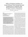 Research paper thumbnail of Effect of Diabetes Mellitus on Lower Urinary Tract Symptoms and Dysfunction in Patients with Benign Prostatic Hyperplasia