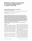 Research paper thumbnail of Methionine oxidation in human IgG2 Fc decreases binding affinities to protein A and FcRn