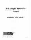 Research paper thumbnail of CSI Anal y sis Reference Manual For SAP2000 ® , ETABS ® , and SAFE