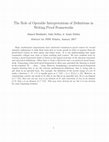 Research paper thumbnail of Abstract: The Role of Operable Interpretations of Definitions in Writing Proof Frameworks, Joint Mathematics Meetings, Atlanta, Georgia, January 2017.