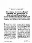 Research paper thumbnail of Developing marketing expert systems: an application to international negotiations