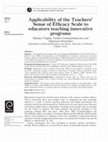 Research paper thumbnail of Applicability of the Teachers' Sense of Efficacy Scale to educators teaching innovative programs