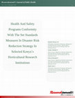 Research paper thumbnail of Health and Safety Programs Conformity With The Set Standards Measures In Disaster Risk Reduction Strategy