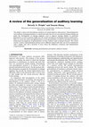 Research paper thumbnail of A review of the generalization of auditory learning