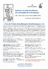 Research paper thumbnail of 2016-2017: Séminaire de recherche d'histoire de la philosophie de la Renaissance CHSPM coordonné par D. Couzinet: « Faire de l’histoire de la philosophie de la Renaissance » (2).