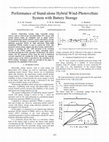 Research paper thumbnail of Performance of Stand-alone Hybrid Wind-Photovoltaic System with Battery Storage