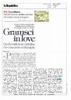 Research paper thumbnail of Gramsci in love, di Simonetta Fiori. Recensione a "La cartolina di Gramsci. A Mosca, tra politica e amori, 1922-1924".