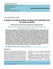 Research paper thumbnail of A study on creating writing strategy and evaluation tool for book summary