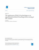 Research paper thumbnail of The application of Web 2.0 technologies as an experimental method of teaching remote sensing at DIT, Ireland