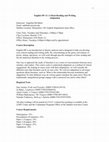 Research paper thumbnail of Syllabus: Critical Reading and Writing - Adaptation