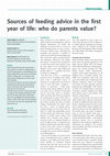 Research paper thumbnail of Sources of feeding advice in the first year of life: who do parents value?