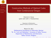 Research paper thumbnail of Construction Methods of Optimal Codes from Combinatorial Designs