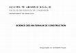 Research paper thumbnail of SCIENCE DES MATERIAUX DE CONSTRUCTION