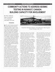 Research paper thumbnail of Community Actions to Address Seismic Testing in Nunavut, Canada