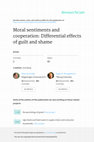 Research paper thumbnail of Moral sentiments and cooperation: Differential effects of guilt and shame