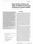 Research paper thumbnail of Water chemistry of Mansar Lake (India): an indication of source area weathering and seasonal variability