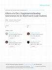 Research paper thumbnail of Effects of a Tier 2 Supplemental Reading Intervention for At-Risk Fourth-Grade Students