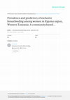 Research paper thumbnail of Prevalence and predictors of exclusive breastfeeding among women in Kilimanjaro region, Northern Tanzania: a population based cross-sectional study