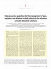 Research paper thumbnail of Special feature clinical practice guidelines Clinical practice guidelines for the management of pain, agitation, and delirium in adult patients in the intensive care unit: Executive summary