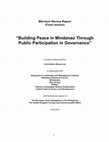 Research paper thumbnail of Building Peace in Mindanao Through Public Participation in Governance