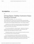 Research paper thumbnail of Press/Media: Giving Chains: Holiday Customers Enjoy Paying It Forward