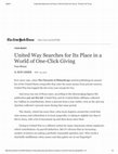 Research paper thumbnail of Press/Media: United Way Searches for Its Place in a World of One-Click Giving